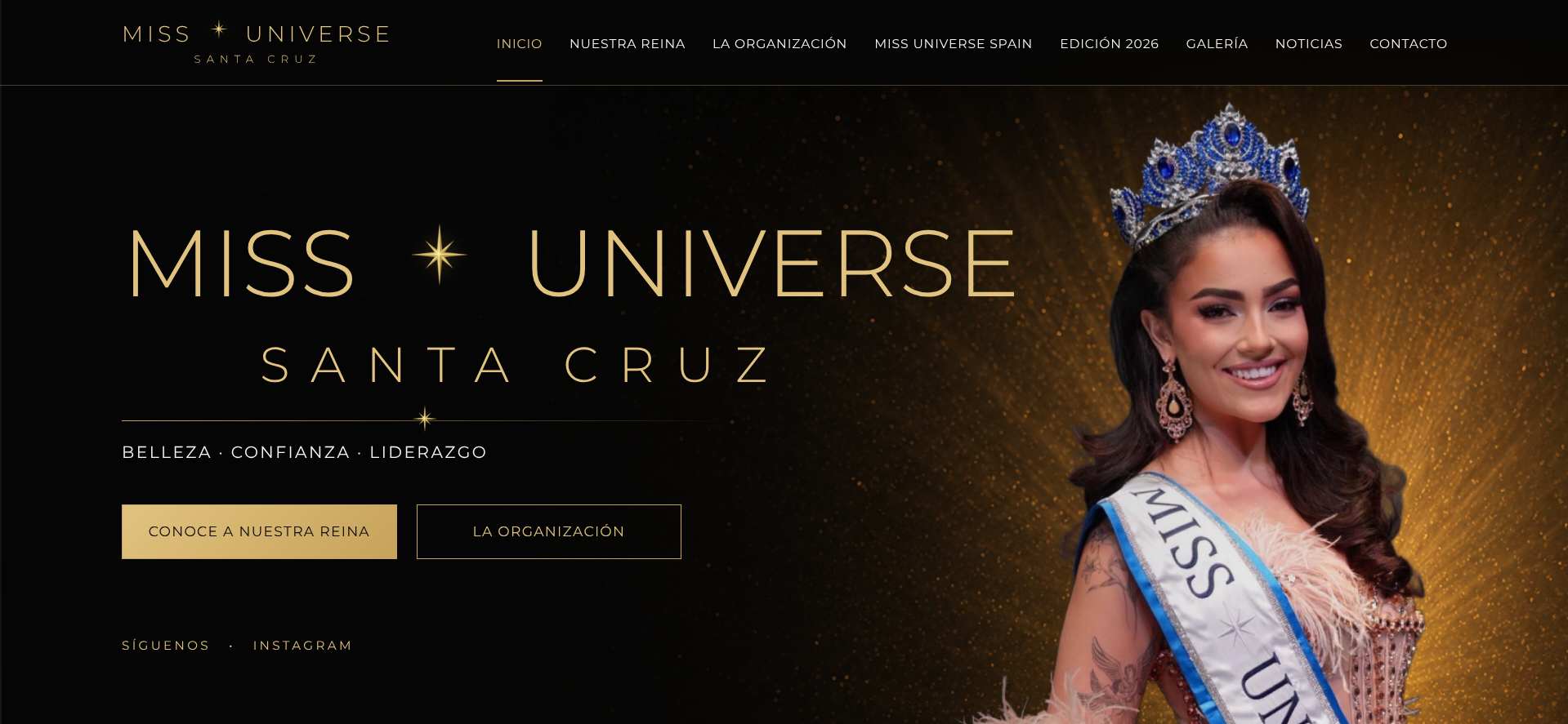 Nueva página web oficial de Miss Universe Santa Cruz en ordenador y móvil