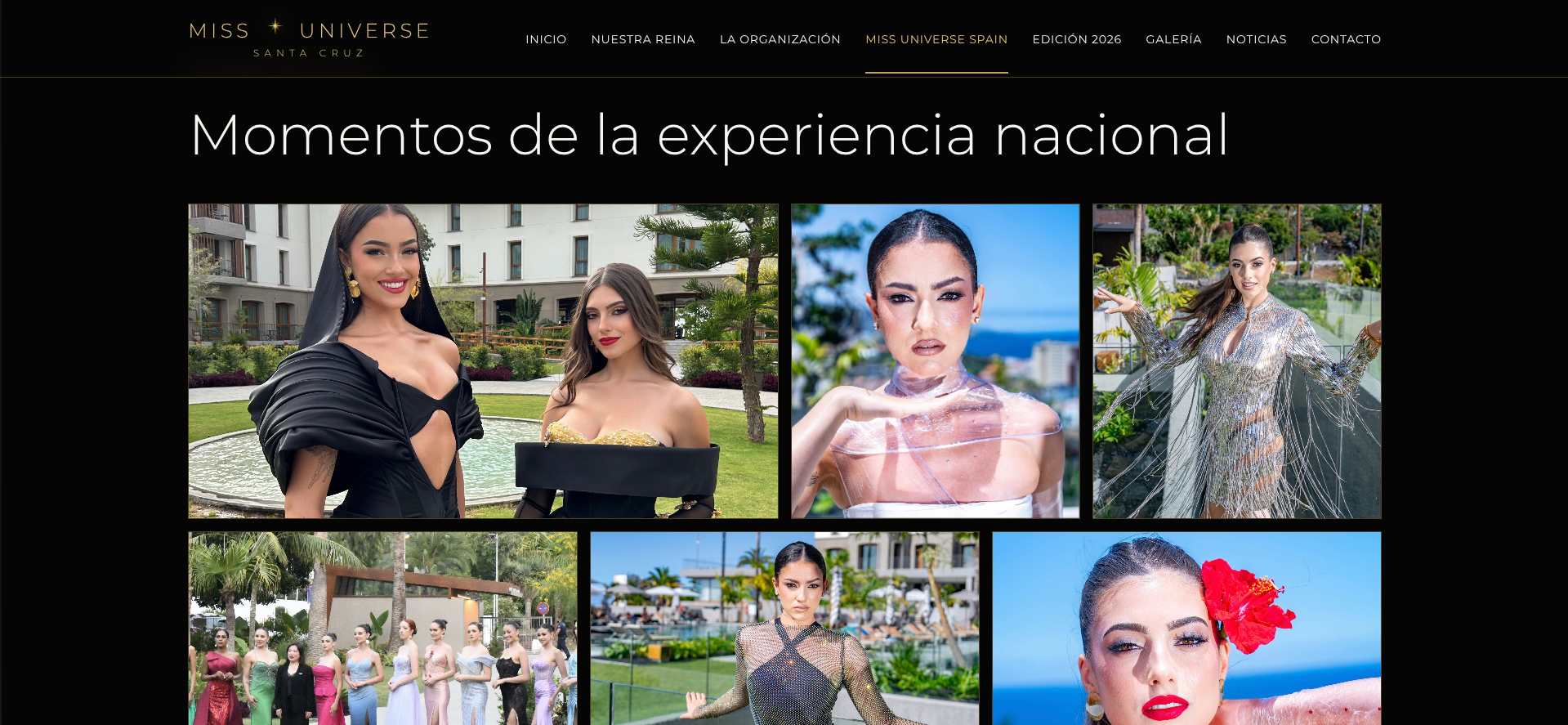 Sección de Miss Universe Spain en la nueva página web de Miss Universe Santa Cruz